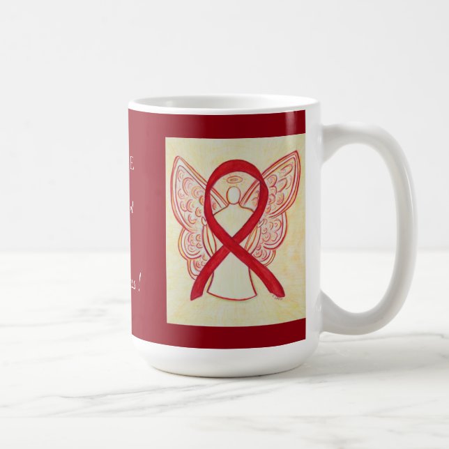 Stroke Awareness Red Ribbon Angel Custom Mug (Right)