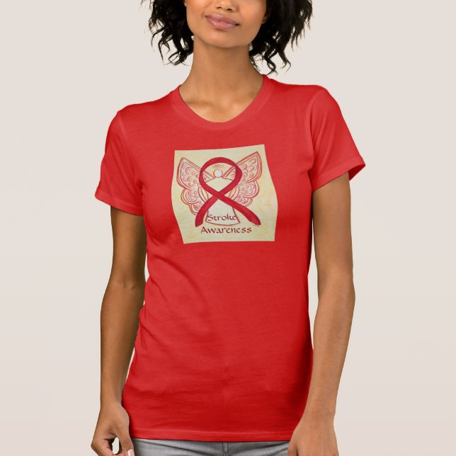 Stroke Awareness Red Ribbon Angel Shirt (Front)