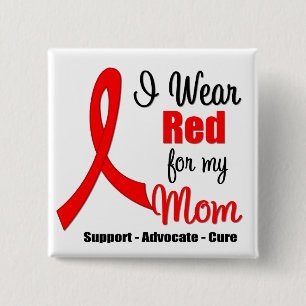 Stroke Awareness - Red Ribbon (Mom) 2 Inch Square Button