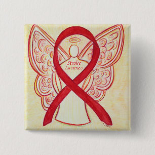 Stroke Awareness Ribbon Red Angel Personalized Pin