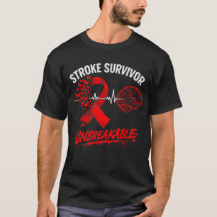 Stroke Awareness Unbreakable Survivor Red Ribbon T-Shirt
