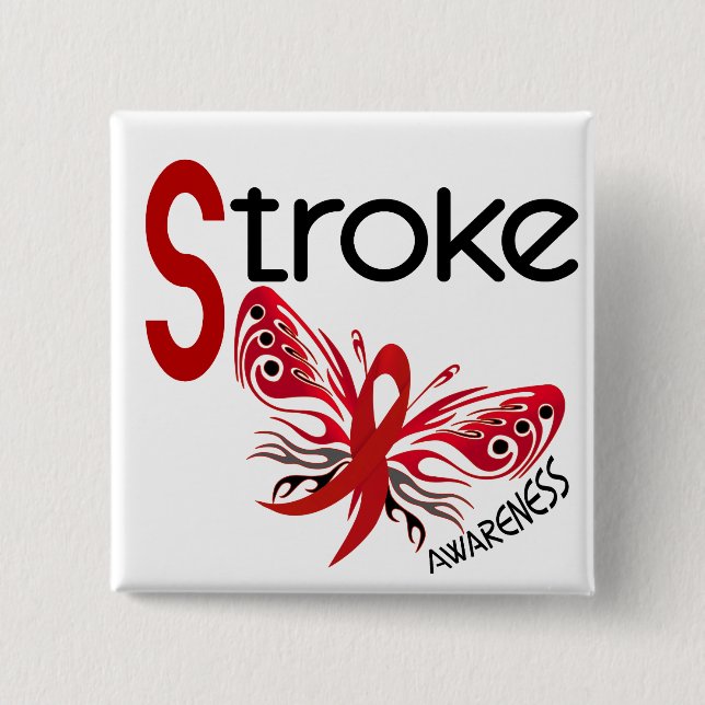 Stroke BUTTERFLY 3.1 2 Inch Square Button (Front)