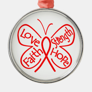 Stroke Butterfly Inspiring Words Metal Ornament
