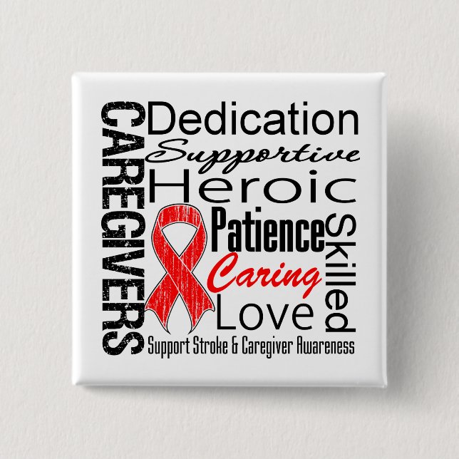 Stroke Caregivers Collage 2 Inch Square Button (Front)