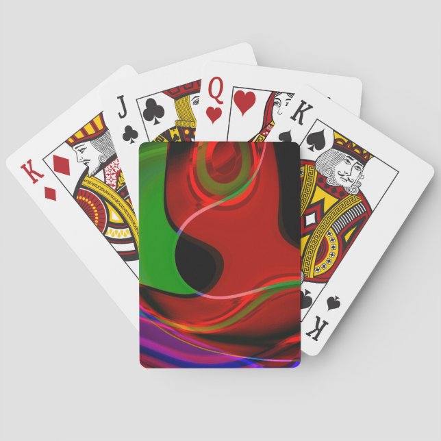 Stroke curve with slight overlap over red to green playing cards (Back)