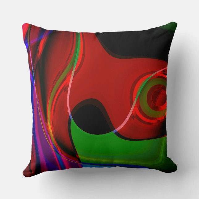 Stroke curve with slight overlap over red to green throw pillow (Back)