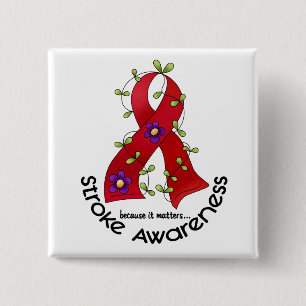 Stroke FLOWER RIBBON 1 2 Inch Square Button