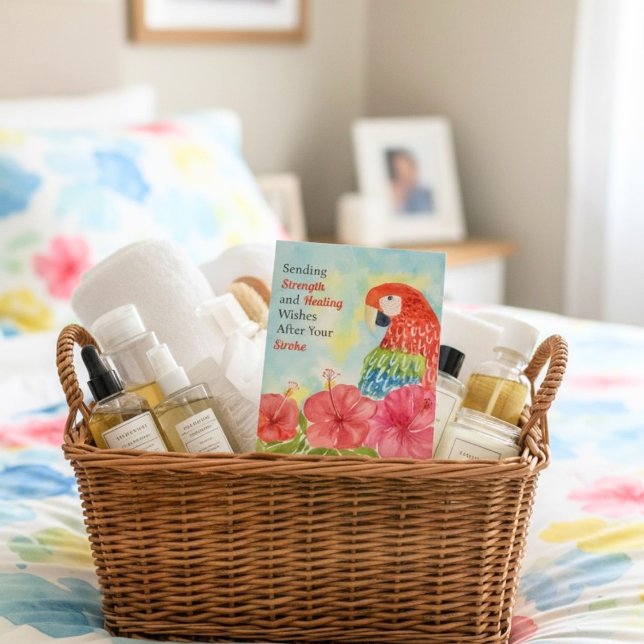 Stroke Healing Scarlet Macaws, Hibiscus Card (Creator Uploaded)