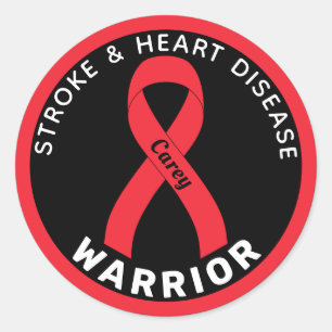 Stroke & Heart Disease Warrior Ribbon Black Classic Round Sticker