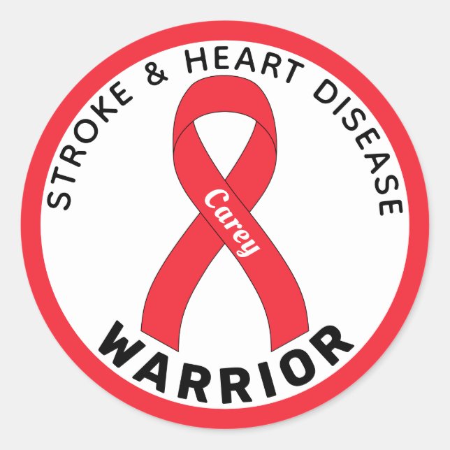 Stroke & Heart Disease Warrior Ribbon White Classic Round Sticker (Front)