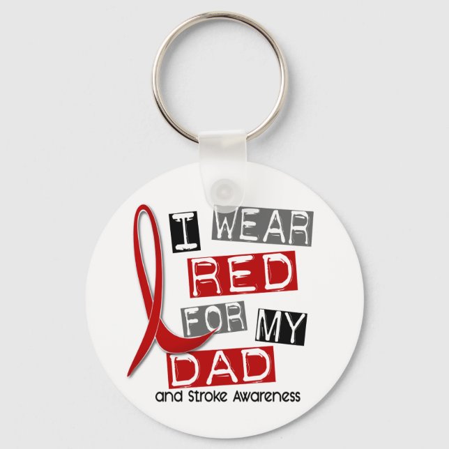 Stroke I WEAR RED FOR MY DAD 37 Keychain (Front)