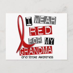 Stroke I WEAR RED FOR MY GRANDMA 37 Postcard