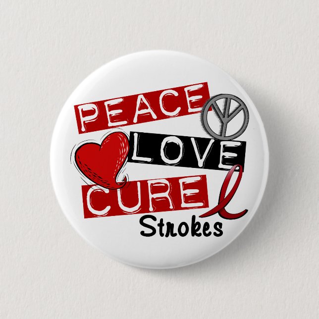 Stroke PEACE LOVE CURE 1 2 Inch Round Button (Front)