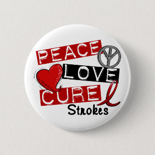 Stroke PEACE LOVE CURE 1 2 Inch Round Button