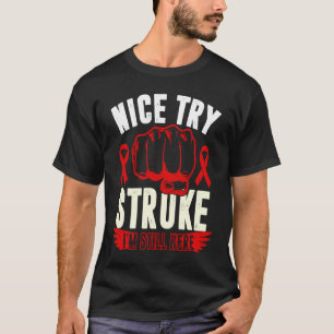 Stroke Survivor Awareness Red Ribbon Fight Support T-Shirt