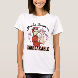 Stroke Survivor Awareness Strong Woman Unbreakable T-Shirt