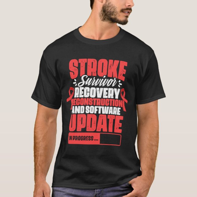 Stroke Survivor Recovery Red Ribbon Stroke Awarene T-Shirt (Front)