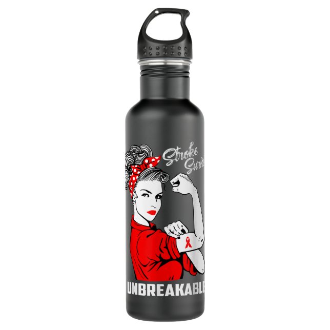 Stroke Survivor Unbreakable  Stroke Awareness Gift 710 Ml Water Bottle (Front)
