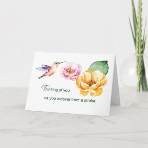 Stroke Thinking of You Flowers and Hummingbird Card