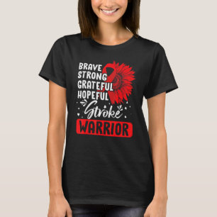 Stroke Warrior  Stroke Survivor Red Awareness Ribb T-Shirt