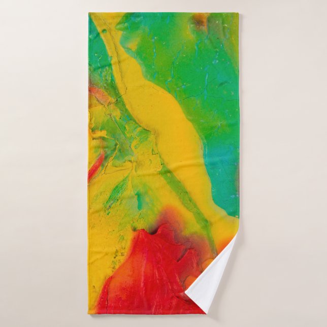 strokes of multi-coloured paint close-upabstract,a bath towel (Bath Towel)