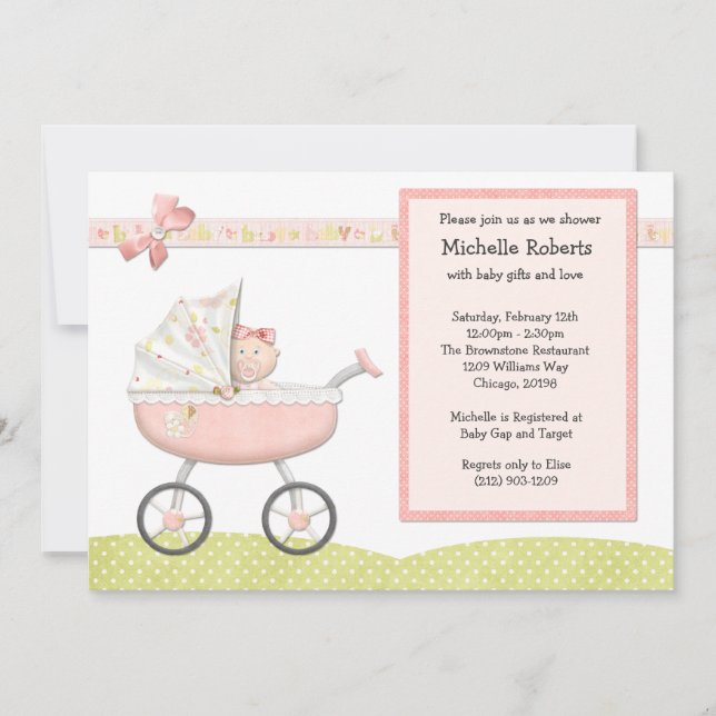 Stroller Baby Shower Invitation (Front)