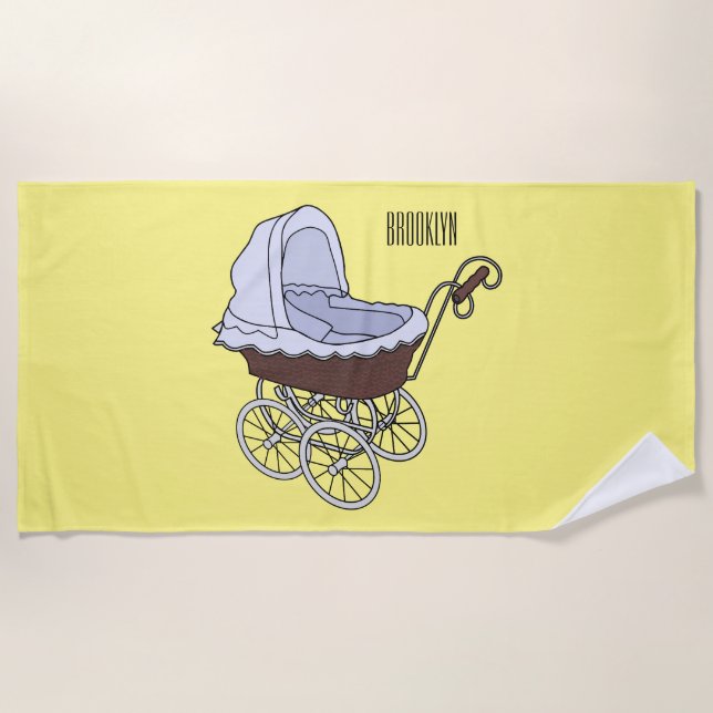 Stroller cartoon illustration  beach towel (Front)