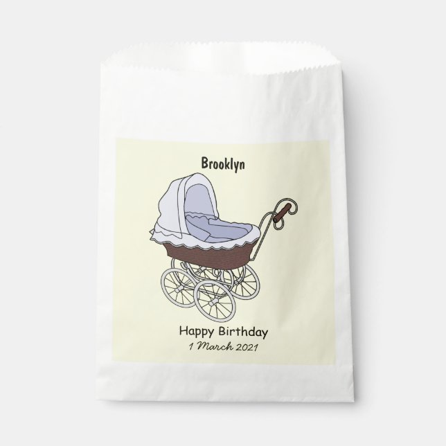 Stroller cartoon illustration favour bag (Front)