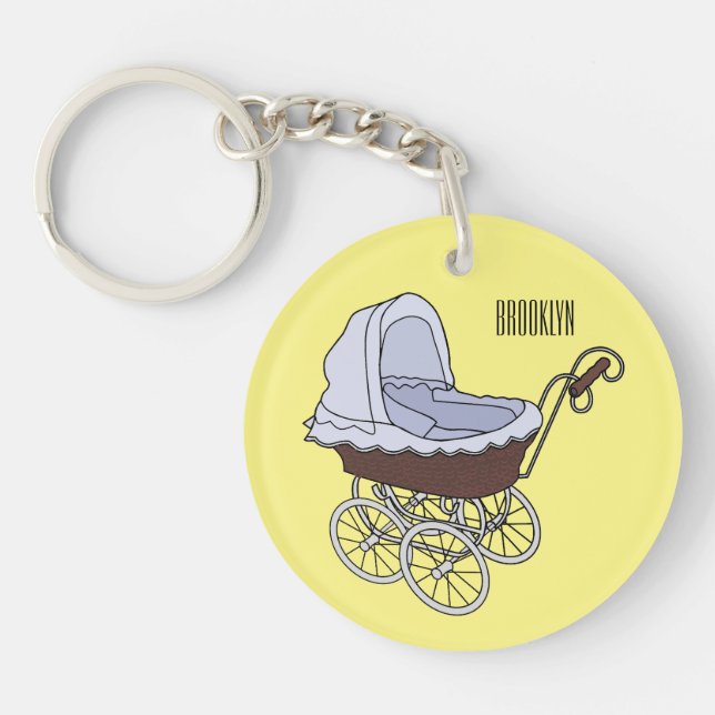 Stroller cartoon illustration  keychain (Front)