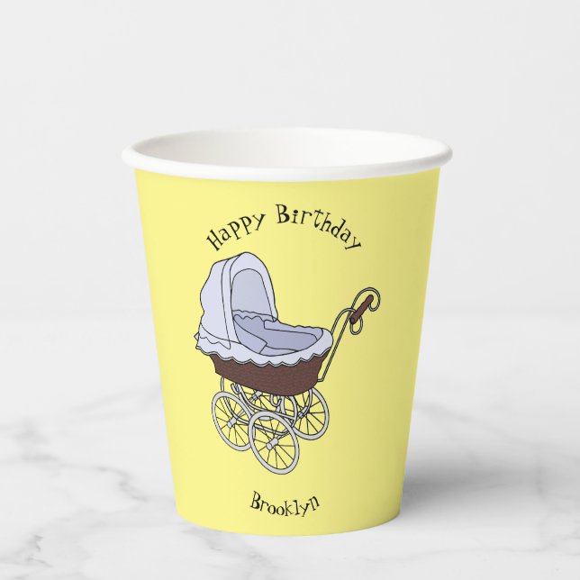 Stroller cartoon illustration paper cups (Front)