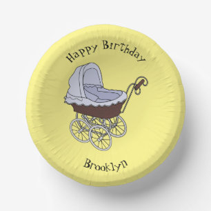 Stroller cartoon illustration paper plate