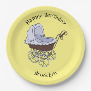 Stroller cartoon illustration paper plate