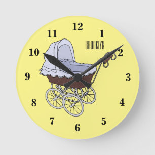 Stroller cartoon illustration round clock