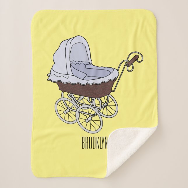 Stroller cartoon illustration sherpa blanket (Front)