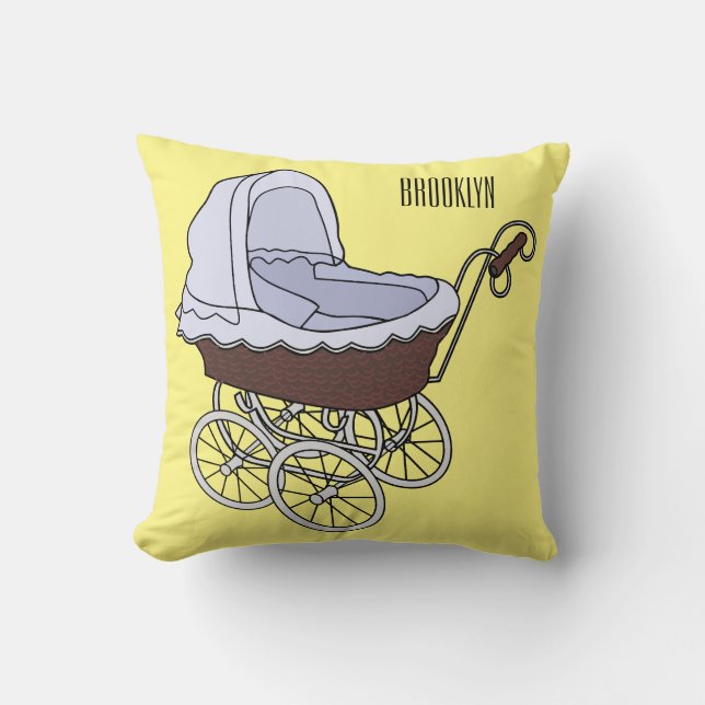 Stroller cartoon illustration  throw pillow (Front)