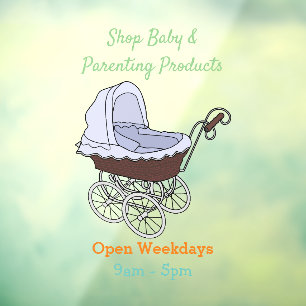 Stroller cartoon illustration window cling