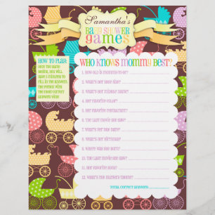 Stroller Chic "Baby Shower Games" Activity Sheet