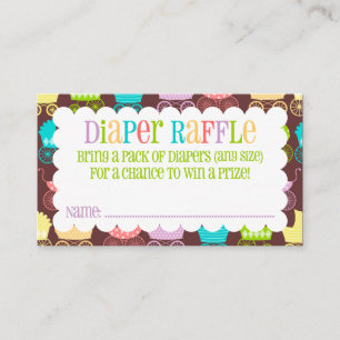 Stroller Chic Rainbow & Brown Diaper Raffle Ticket Enclosure Card