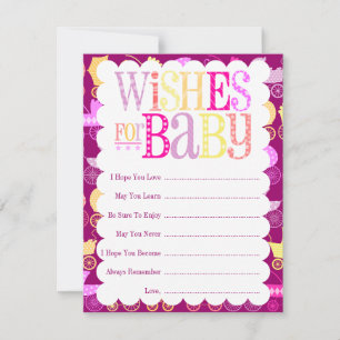 Stroller Chic "Wishes For Baby" (Girly) Advice Card