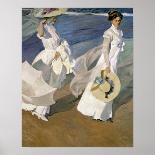 Strolling along the Seashore, 1909 Poster (Front)