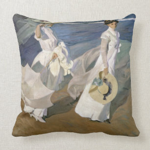 Strolling along the Seashore, 1909 Throw Pillow