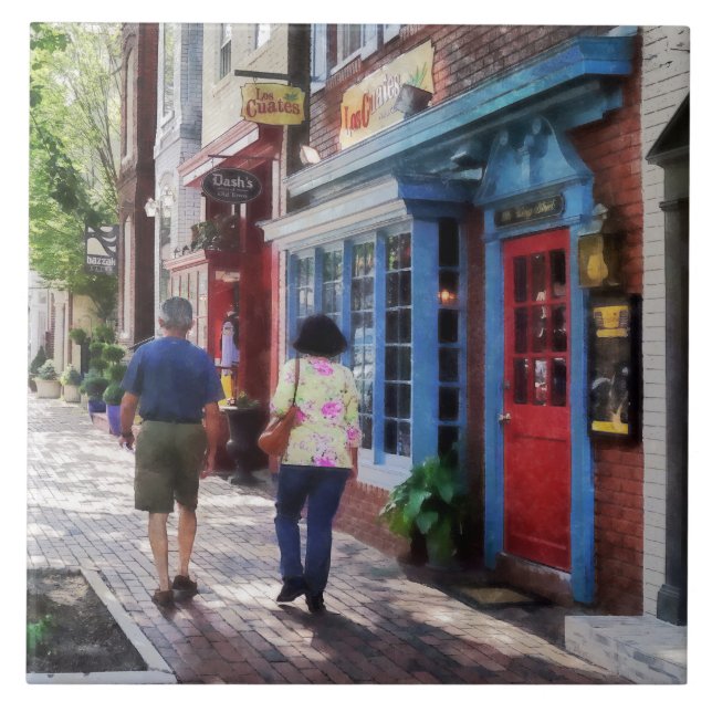 Strolling Down King Street Alexandria VA Tile (Front)