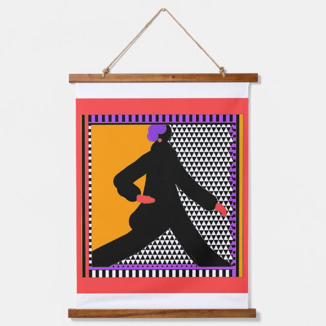 Strolling Figure In Black Hanging Tapestry (Front)