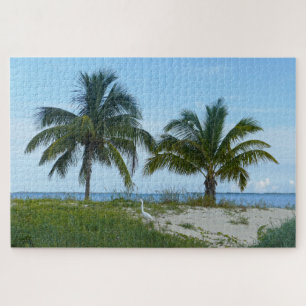 Strolling Great Egret, Great Abaco Island, Bahamas Jigsaw Puzzle