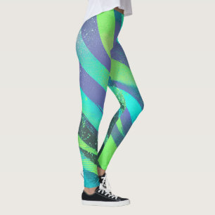 Strömende Farbwogen im Neonlicht Leggings