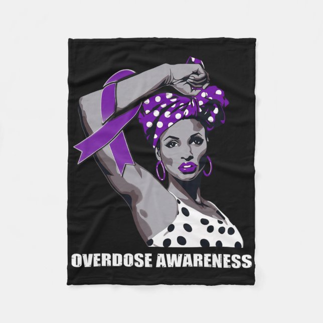 Strong Afro Mom Overdose Awareness  Fleece Blanket (Front)