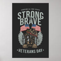Strong And Brave Veterans Day USA Flag