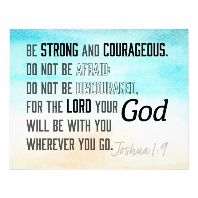 Strong and Courageous Joshua 1:9 Bible Verse Photo Print (Front)