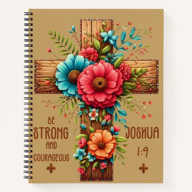Strong and Courageous Joshua 1:9 | Christian  Notebook (Front)