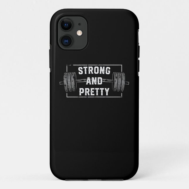 Strong And Pretty Funny Gym Quotes Tank Top Case-Mate iPhone Case (Back)